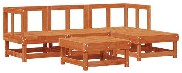 VidaXL Kerti lounge szett 15 pcs Viaszbarna Tömör Fenyőfa