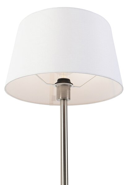 Modern asztali lámpa acélból fehér árnyékolóval 32 cm - Simplo