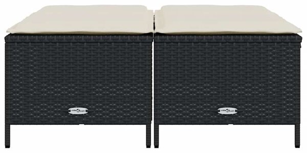 4 db fekete polyrattan kerti szék párnákkal