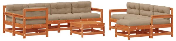 Kerti lounge szett 10 pcs Gyantás Barna Fenyő Tömör Fenyőfa