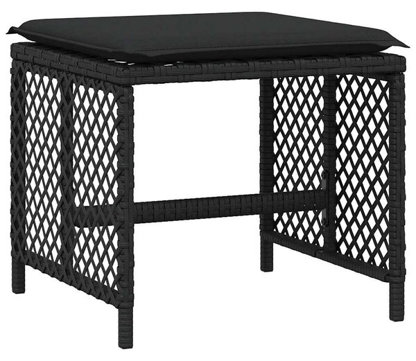 4 db fekete polyrattan kerti szék párnával 41 x 41 x 36 cm