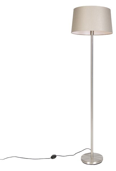 Modern állólámpa acélból, taupe színű búrával 45 cm - Simplo