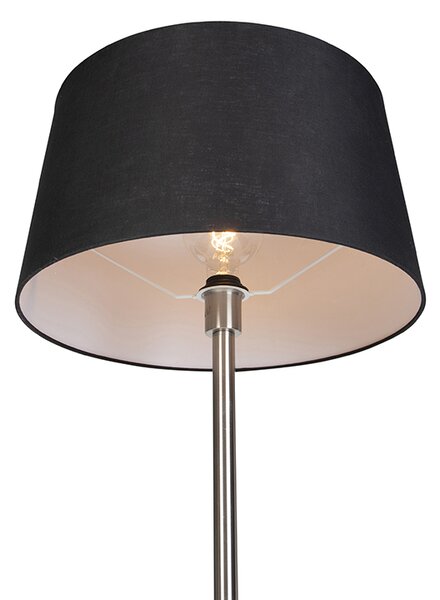 Modern állólámpa acélból fekete búrával 45 cm - Simplo