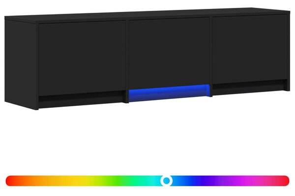 LED-es tévéállvány LED-del Fekete 140 x 34 x 40 cm Mérnöki fa