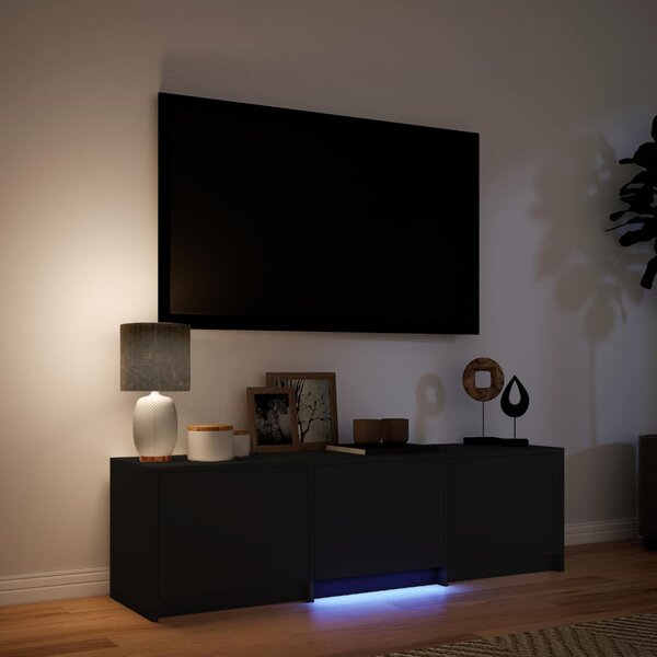LED-es tévéállvány LED-del Fekete 140 x 34 x 40 cm Mérnöki fa