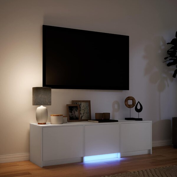 LED-es tévéállvány fiókkal Fehér 140 x 34 x 40 cm Mérnöki fa