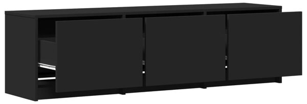 LED-es tévéállvány LED-del Fekete 140 x 34 x 40 cm Mérnöki fa