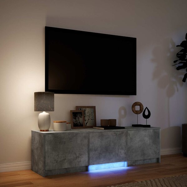 LED-es tévéállvány Beton Szürke 140 x 34 x 40 cm Mérnöki fa