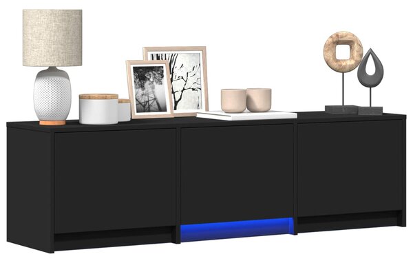 LED-es tévéállvány LED-del Fekete 140 x 34 x 40 cm Mérnöki fa