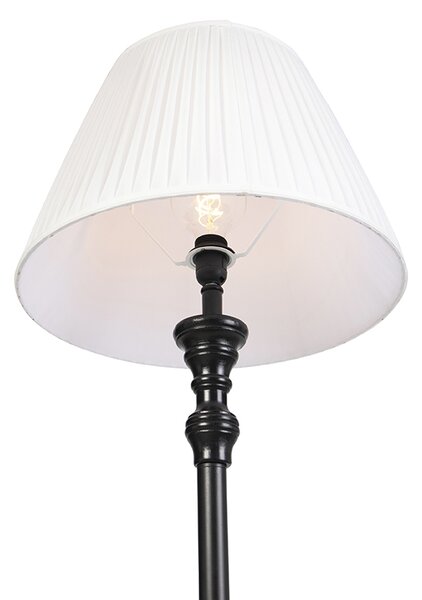 Állólámpa fekete, fehér redős árnyékolóval 45 cm - Classico
