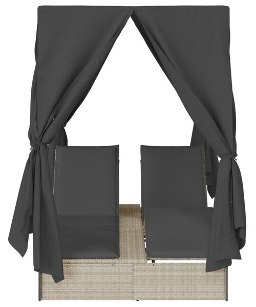 Dupla napozóágy Világosszürke 205 x 129 x 200 cm polirattan