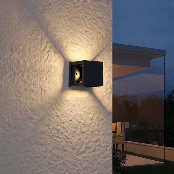 Modern fekete fali lámpa LED-del IP44 - Edwin Quadro