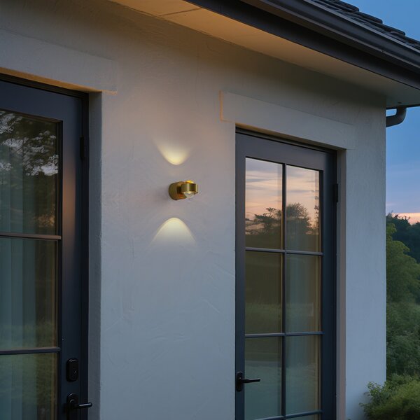 Design fali lámpa sárgaréz LED-del IP44 - Lens
