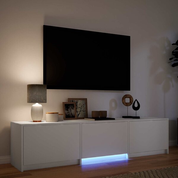 LED-es tévéállvány LED-del Fehér 165 x 34 x 40 cm Mérnöki fa