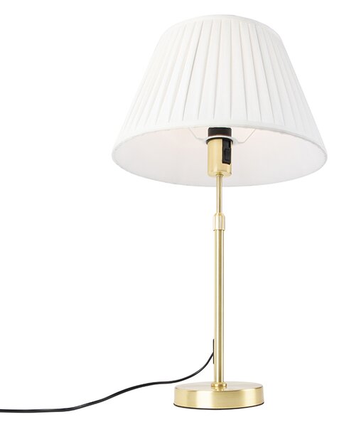 Asztali lámpa arany/bronz színű, redőzött árnyékolóval krém színben 35 cm - Parte
