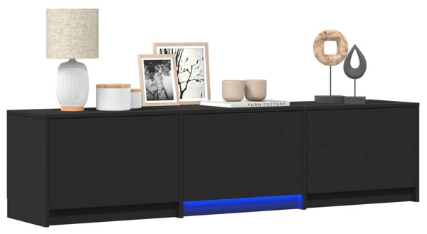 LED-es tévéállvány LED-del Fekete 165 x 34 x 40 cm Mérnöki fa