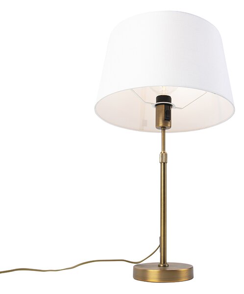 Bronz asztali lámpa vászon árnyékolóval, fehér, 35 cm - Parte