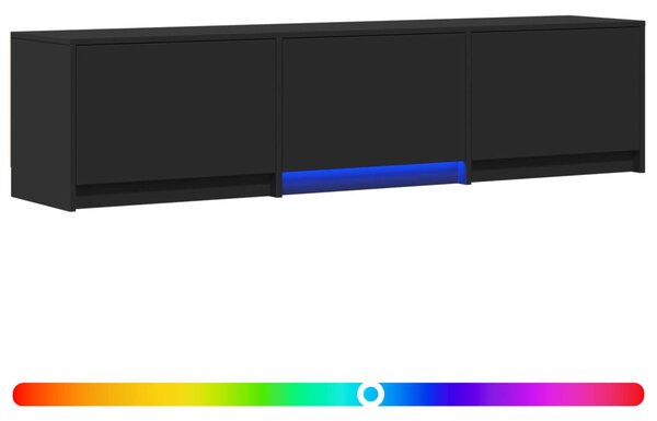 LED-es tévéállvány LED-del Fekete 165 x 34 x 40 cm Mérnöki fa