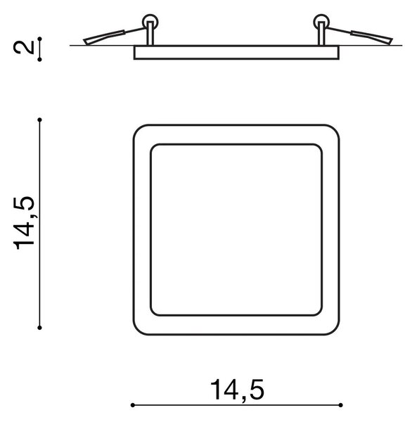 Spotlámpa Slim 15 Square 3000K Ip44 fehér gipszkartonhoz