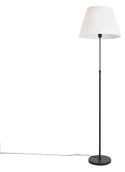 Állólámpa fekete, redős árnyékolóval krémszínű, 45 cm állítható - Parte