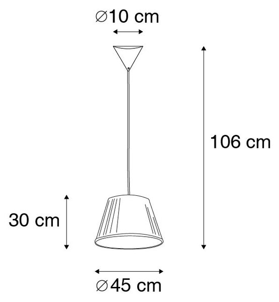 Retro függőlámpa krém 45 cm - Plisse