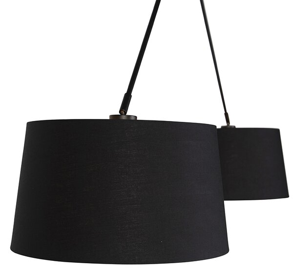 Függőlámpa fekete fekete és arany pamut búrákkal 35 cm 2-lámpás - Blitz