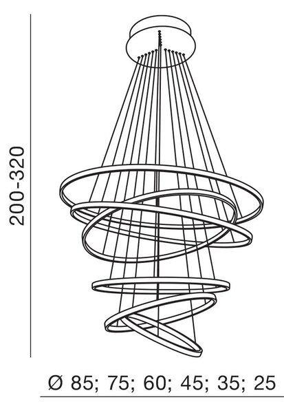 Luxus csillár Wheel 6 Long Dimm fekete