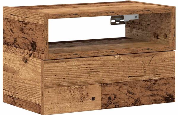 Antik fa színű falra szerelhető éjjeliszekrény 45x26x28,5 cm