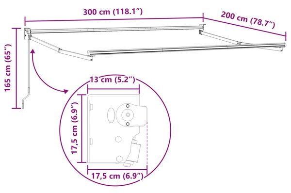 VidaXL Kézi behúzható napernyő váz Antracit 3 x 2 m Alumínium