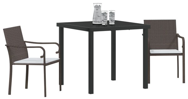 Kert étkező szett 3 pcs Barna és fekete PE Rattan