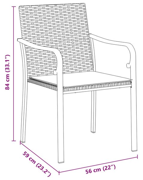 Kert étkező szett 7 pcs Barna és fekete PE Rattan