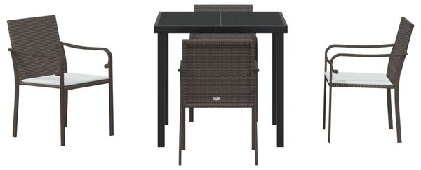 Kert étkező szett 5 pcs Barna és fekete PE Rattan