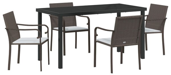 Kert étkező szett 5 pcs Barna és fekete PE Rattan