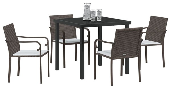 Kert étkező szett 5 pcs Barna és fekete PE Rattan