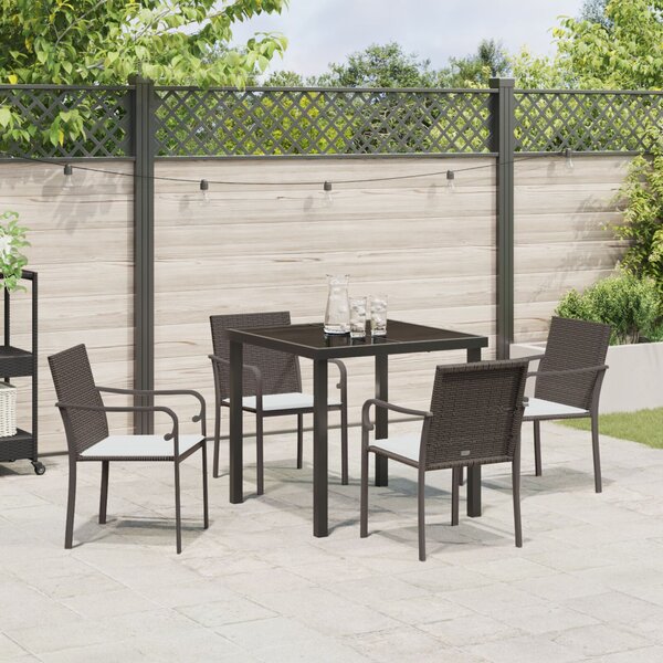 Kert étkező szett 5 pcs Barna és fekete PE Rattan