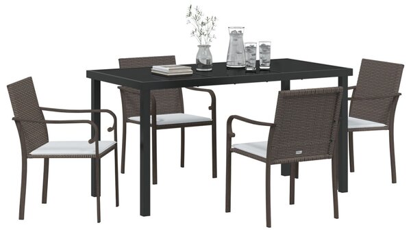 Kert étkező szett 5 pcs Barna és fekete PE Rattan