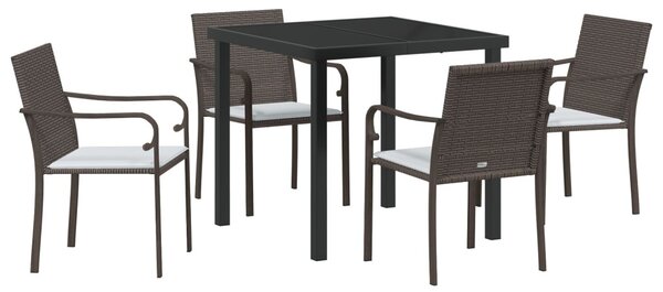 Kert étkező szett 5 pcs Barna és fekete PE Rattan