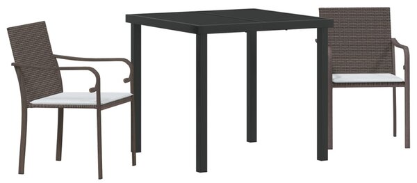 Kert étkező szett 3 pcs Barna és fekete PE Rattan
