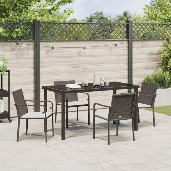 Kert étkező szett 5 pcs Barna és fekete PE Rattan