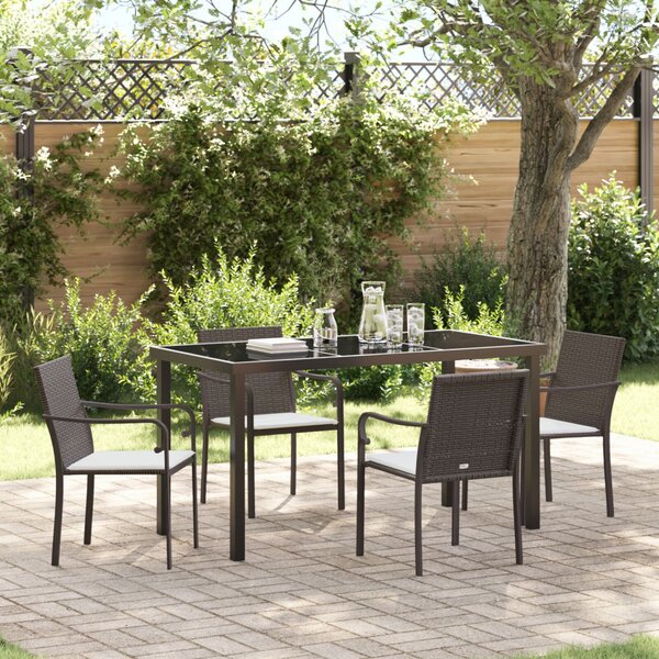 Kert étkező szett 5 pcs Barna és fekete PE Rattan