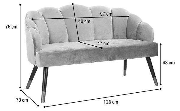 2 személyes bársony szövet kanapé, pasztell lila - PAPILLON