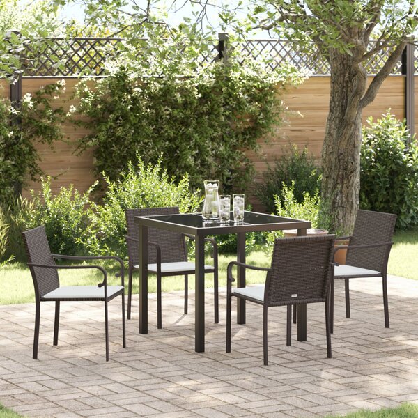 Kert étkező szett 5 pcs Barna és fekete PE Rattan