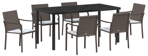 Kert étkező szett 7 pcs Barna és fekete PE Rattan