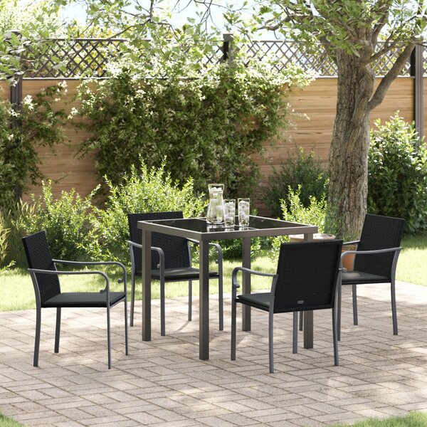 Kert étkező szett 5 pcs Fekete és Szürke PE Rattan