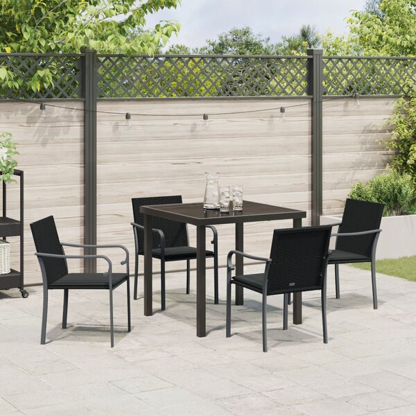 Kert étkező szett 5 pcs Fekete és Szürke PE Rattan