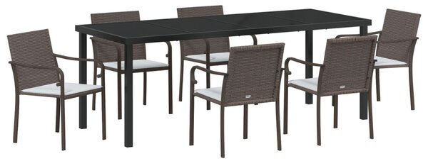 Kert étkező szett 7 db Barna és fekete PE Rattan
