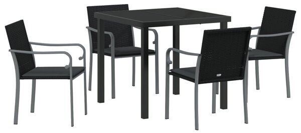 Kert étkező szett 5 pcs Fekete és Szürke PE Rattan