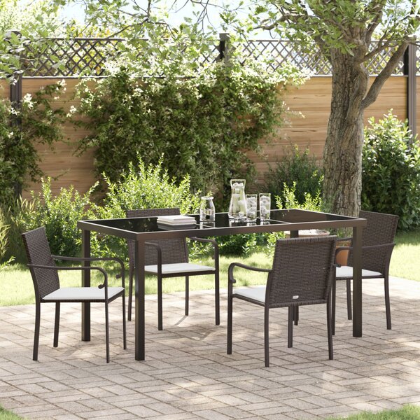 Kert étkező szett 5 pcs Barna és fekete PE Rattan