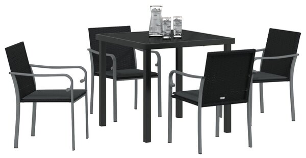 Kert étkező szett 5 pcs Fekete és Szürke PE Rattan