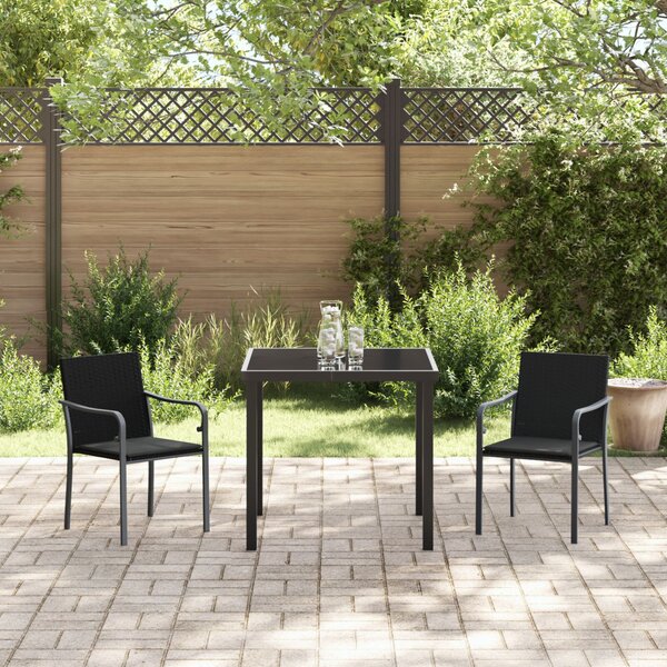 Kert étkező szett 3 pcs Fekete és Szürke PE Rattan